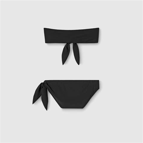 Sparkling jersey bikini with embroidery in black | GUCCI® US