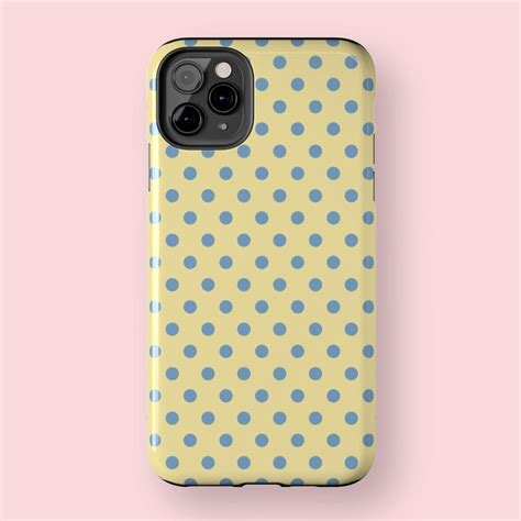Blue Polka Dot Phone Case | Butter Yellow Pastel Design | Soft Girl ...