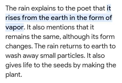 describe the importance of rain based on the poem The Voice of rain ...