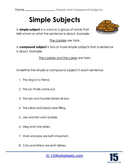 Compound Subject Worksheet 的图像结果