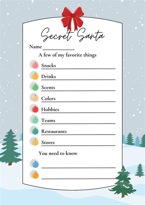 Printable Secret Santa Questions