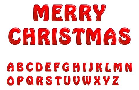Premium Vector | Red shiny letters holiday fonts merry christmas