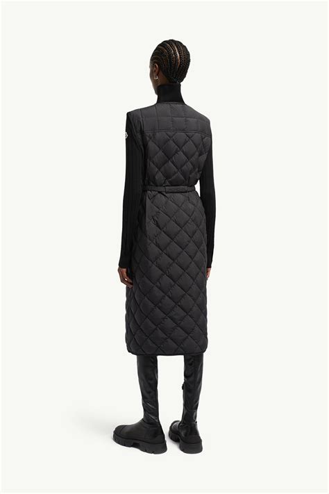 Black Butor Diamond-Quilted Long Down Vest - Vests for Women | Moncler US