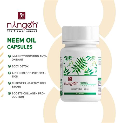 Buy NINGEN NEEM OIL CAPSULES FOR IMMUNITY SKIN DETOXIFICATION - 30 VEG ...