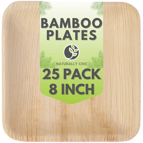 Palm Leaf Plates Bamboo Plates Disposable 8 Inch Square Party - Wood ...