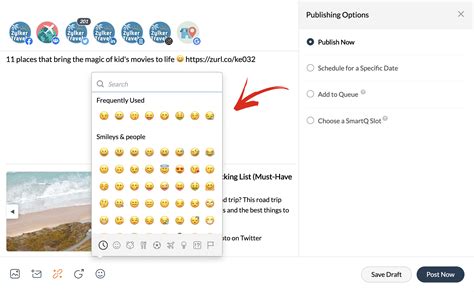 Can I publish posts with emojis via Zoho Social?