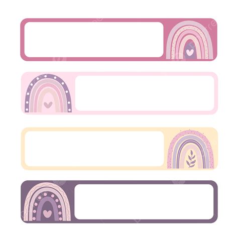 Boho Rainbow Name Tag Set, Rainbow, Name Tag, Label Name PNG ...