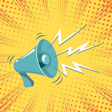 Loudspeaker with sound on pop-art background. Vector illustration of ...