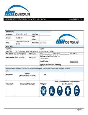 Image result for Safe Work Method Statement Form
