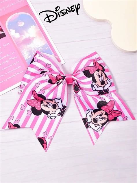 Disney 1pc Disney Cartoon Printed Bow Hair Clip With Ribbon, Suitable ...
