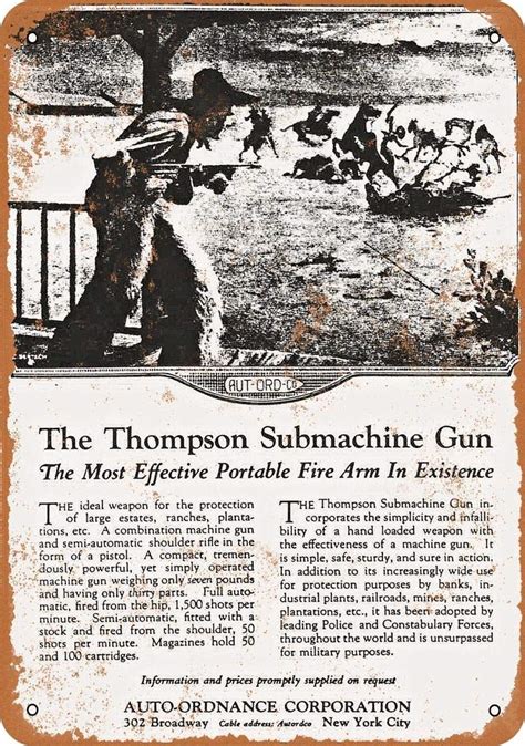 Buy Yohoba 1921 Thompson Submachine Vintage Look 8" X 12" Metal Signs ...