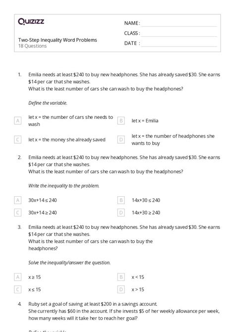 Image result for Two-Step Inequality Word Problems