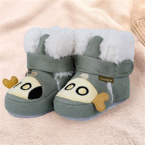 Shop Green Submarine Velcro Warm Booties for Kids Online