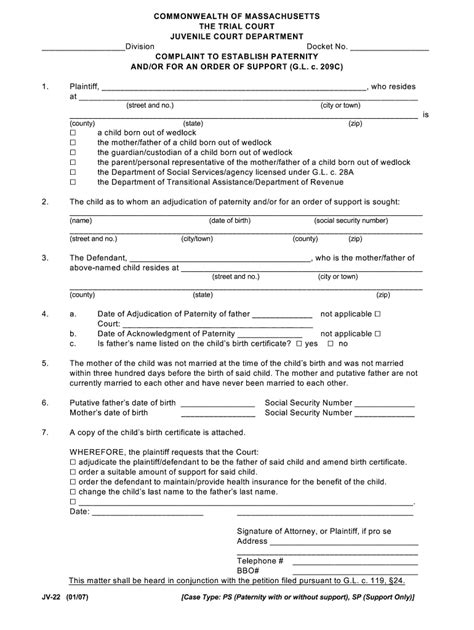 Fillable Online Complaint to Establish Paternity and / or an Order of ...
