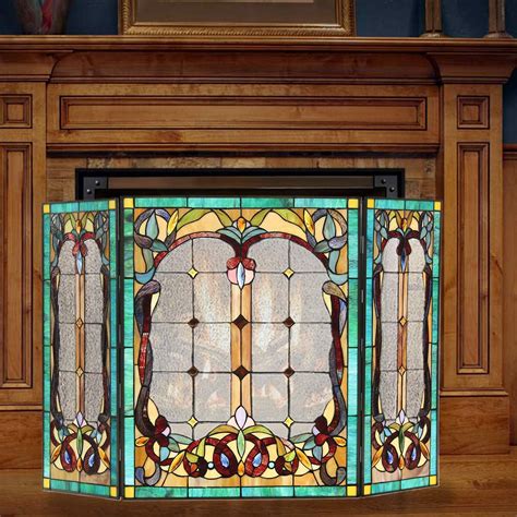 Amazon.com: ARTZONE Fireplace Screen Stained Glass Screens Gas and Wood ...