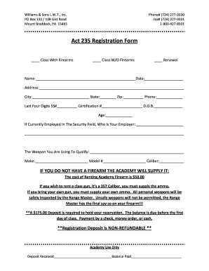 PA Act 235 Registration Form - Blank Fillable Template | Fill Out ...