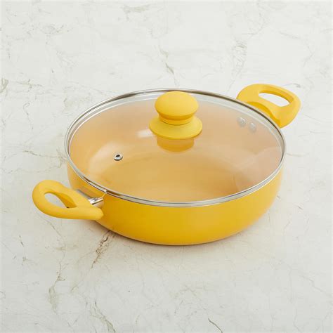 Buy Colour Connect Yellow Kadhai with Lid- Induction- Aluminium- 2400ml ...