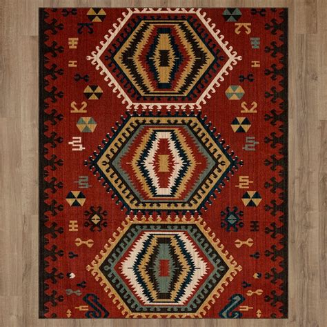 Mohawk Home 6 x 9 (ft) Woven Polyester Red Rectangular Indoor Geometric ...