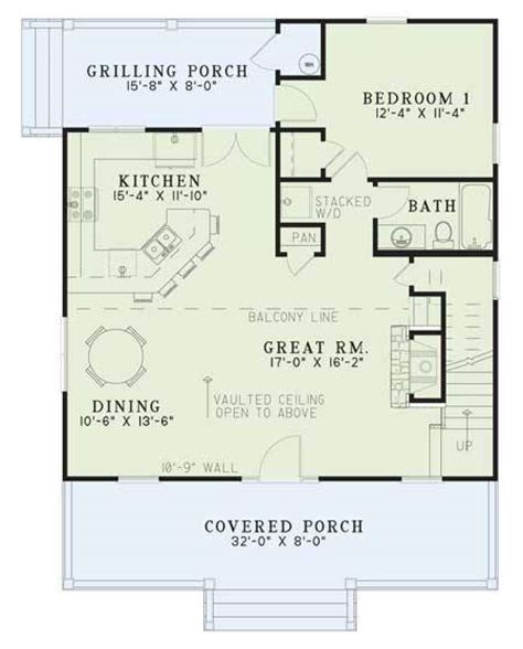 Cottage Plan: 1,400 Square Feet, 2 Bedrooms, 2 Bathrooms - 110-00311