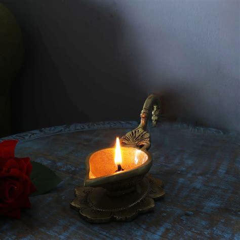 Brass Base Carving Over Lotus Diya – Two Moustaches Store
