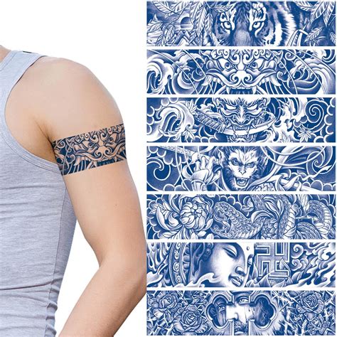 Amazon.com : GLARYYEARS Arm Band Temporary Tattoo - 7 Pack Long Semi ...