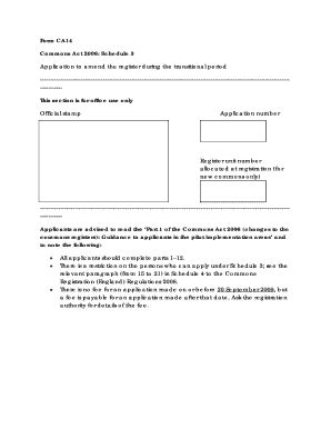 Fillable Online Form CA14 Commons Act 2006. Common land Fax Email Print ...