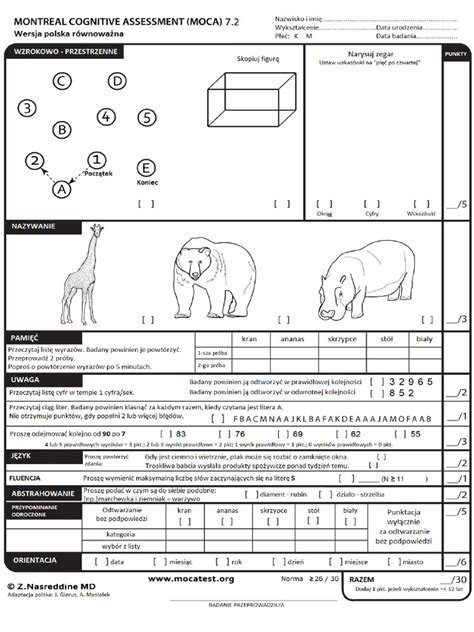 MoCA-Test-Polish Alt Version 2 | PDF