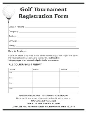 Golf Tournament Registration Form - Bndltcaorgb - Fill and Sign ...