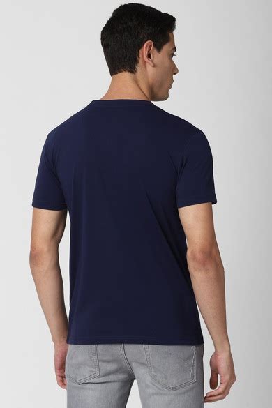 Buy Men Navy Print Round Crew Neck Crew Neck T-shirt Online - 666643 ...