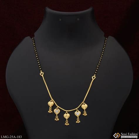 1 Gram Gold Plated Heart With Diamond Fashionable Mangalsutra For Wome ...