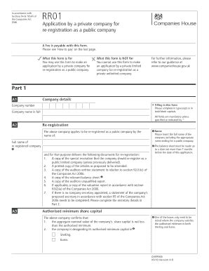 UK Private to Public Company Re-registration Form - Blank Fillable ...
