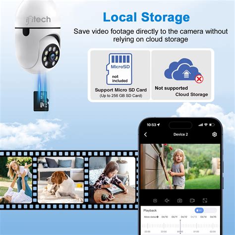 IFITech 3MP Full HD WiFi Pan Tilt Smart Security Bulb Camera, V380 App
