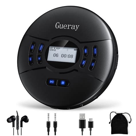 Buy Gueray Portable CD Player Bluetooth Rechargeable 2000mAh Battery ...