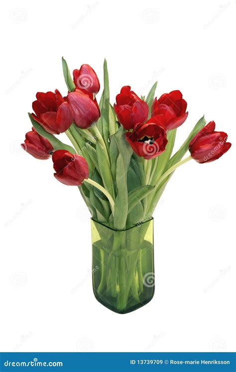 Red Tulips in a vase stock image. Image of bloom, flower - 13739709