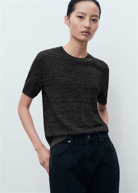 Short-sleeved lurex sweater - Women | MANGO USA