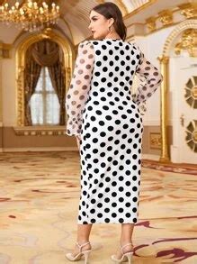 SHEIN Unity Plus Organza Bell Sleeve Polka Dot Dress | SHEIN USA