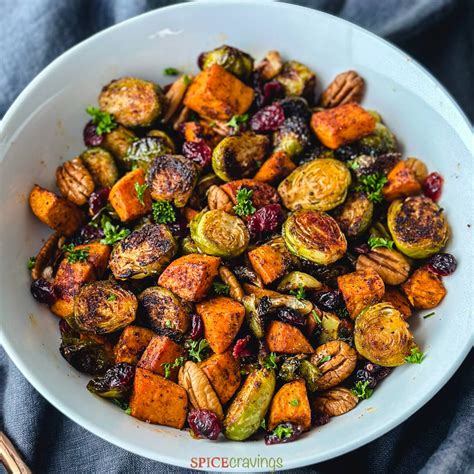 Roasted Brussel Sprouts and Sweet Potatoes - Spice Cravings