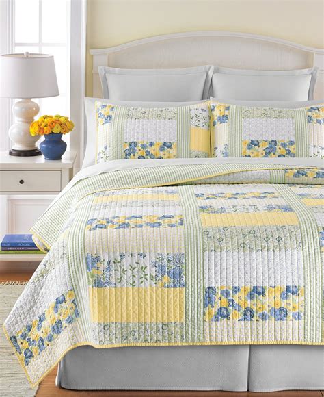 Martha Stewart Collection Blue & Yellow Patchwork Posey Quilts - Quilts ...