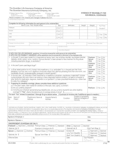 2012-2026 Guardian Life Insurance Insurability Form Fill Online ...