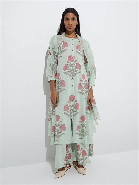 Buy Zuba Sage Mughal Butta Design A-Line Kurta from Westside