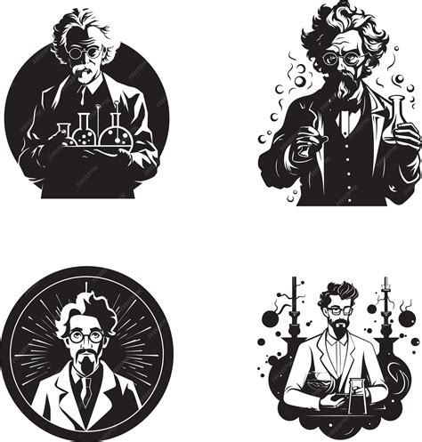 Premium Vector | Scientist silhouettes vector illustrations the creative laboratory scientist ...