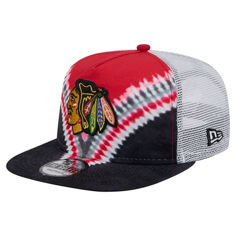 Men's-New Era Black/Red Chicago Blackhawks Throwback V-Dye Adjustable ...