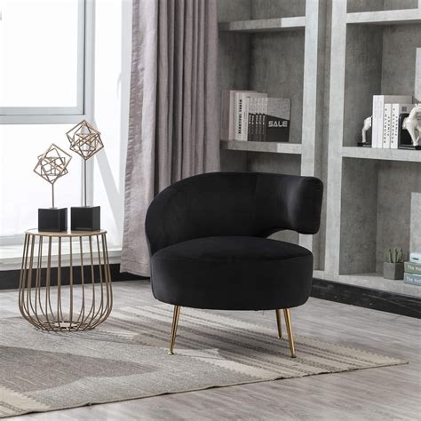 Tabaray Black Barrel Accent Chair Set of 2 with Golden Legs - Walmart.com