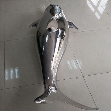 公园不锈钢动物海豚雕塑-宏通雕塑