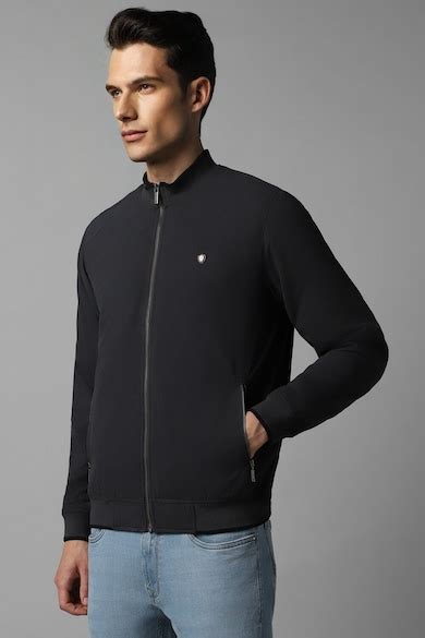 Buy Men Casual Black Solid Jackets Online - 946447 | Louis Philippe