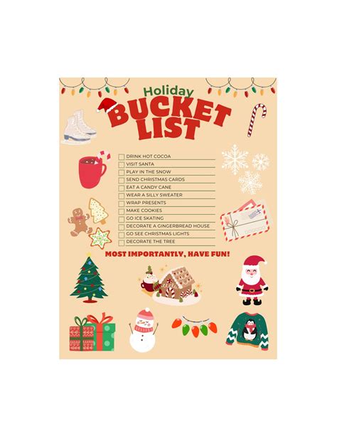 Holiday Bucket List Printable for Kids and Family Christmas - Etsy