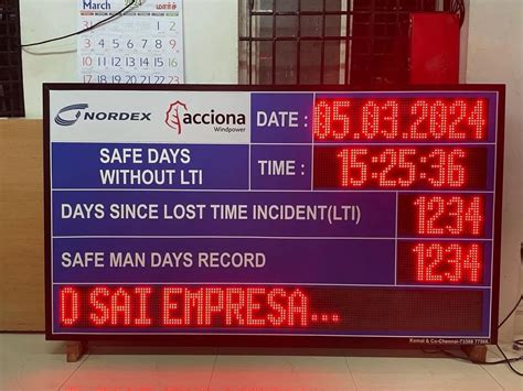 LED Safety Performance Display Boards - LED Safe Man days Clocks ...