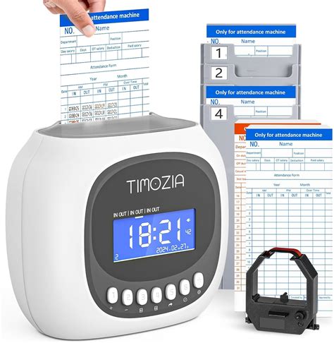 Amazon.com: TIMOZIA Time Clock with Passcode, Auto-Align Time Card Machine, 6 Punches per Day ...