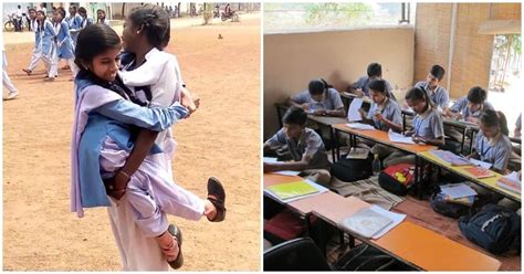 Girl Carries Disabled Friend In Her Arms To Help Her Get To The ...