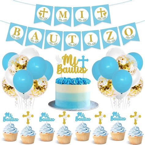 Buy Mi Bautizo Baby Shower Party Decorations Balloons Cake Cakecup ...